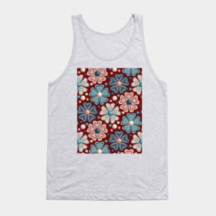 Floral Pattern On Maroon Background Tank Top